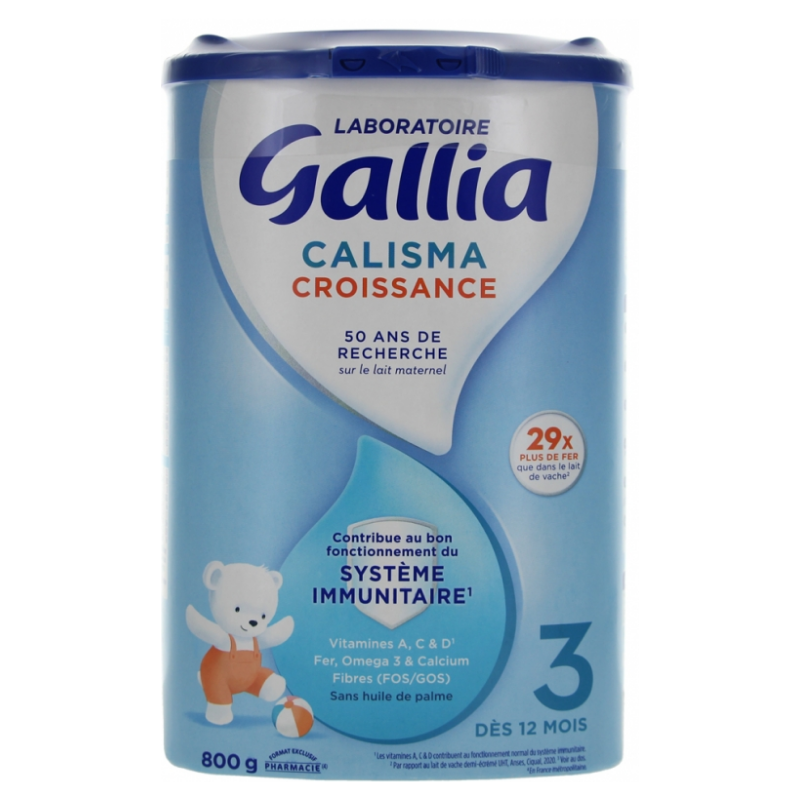 Gallia calisma croissance 3 bio lait poudre 800g