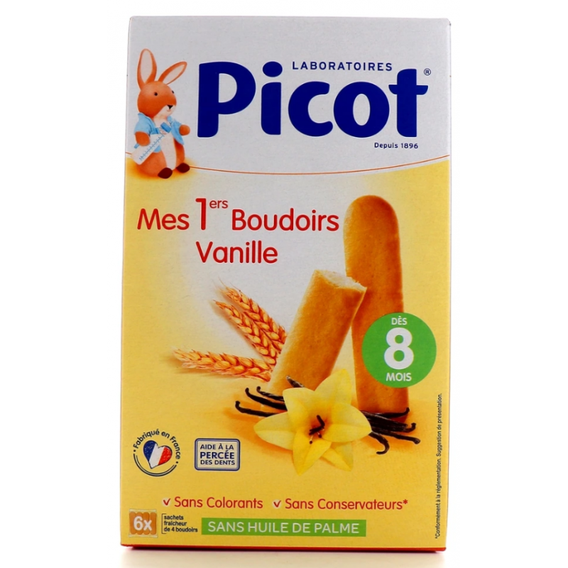 Mes Premiers Boudoirs - Vanille - Dès 8 mois - Picot - 6 Sachets Fraicheur de 4 Boudoirs