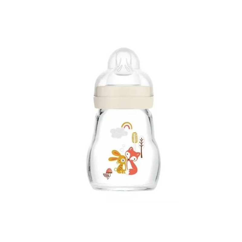 Glass Baby Bottle - MAM - fox Patterns - 170ml Mam