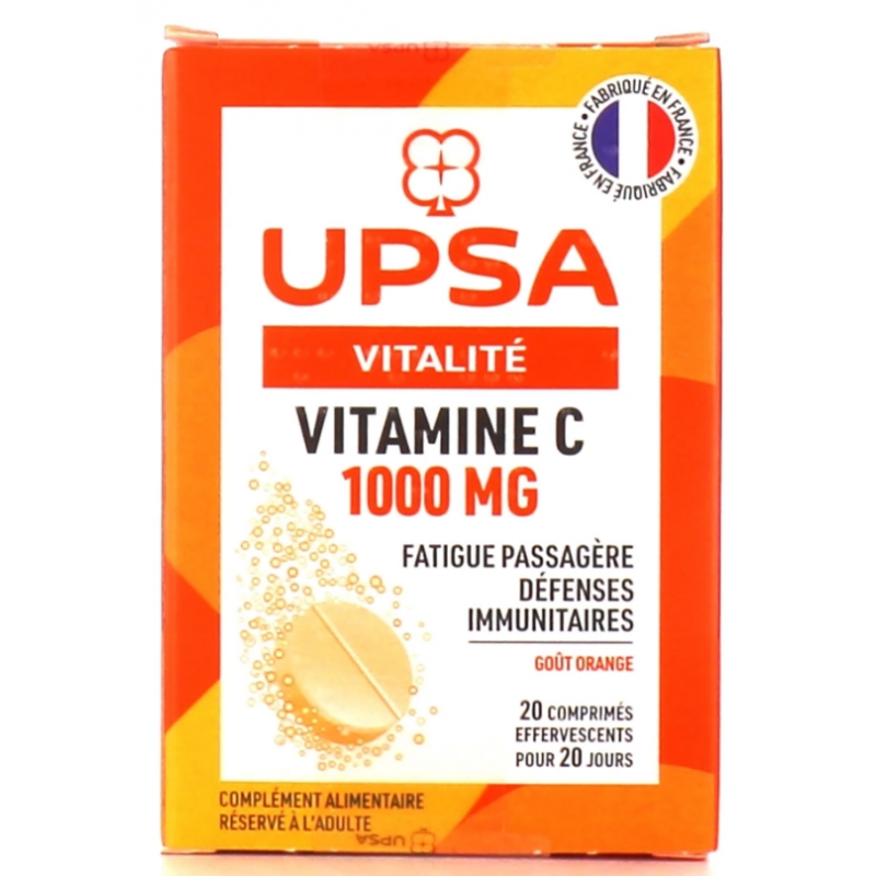 Vitamine C 1000mg - Vitalité - UPSA - 20 comprimés à effervescents