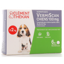 VermiScan Dogs 100mg - Round & Flat Worms - Clément Thékan - 6 Tablets