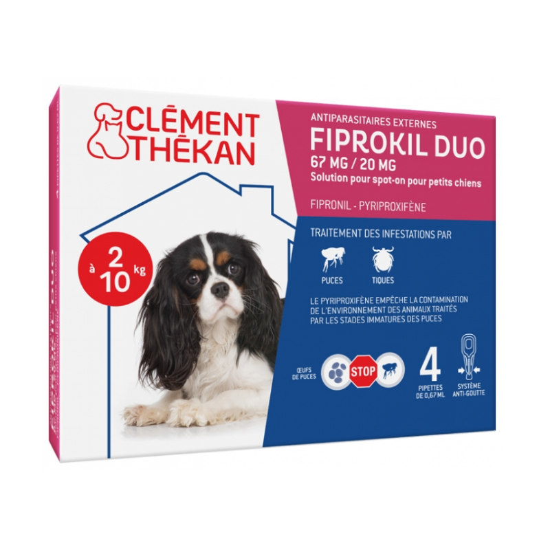 Fiprokil Duo - Antiparasitic - Dogs from 2 to 10 kg - Clément Thékan - 4 Pipettes
