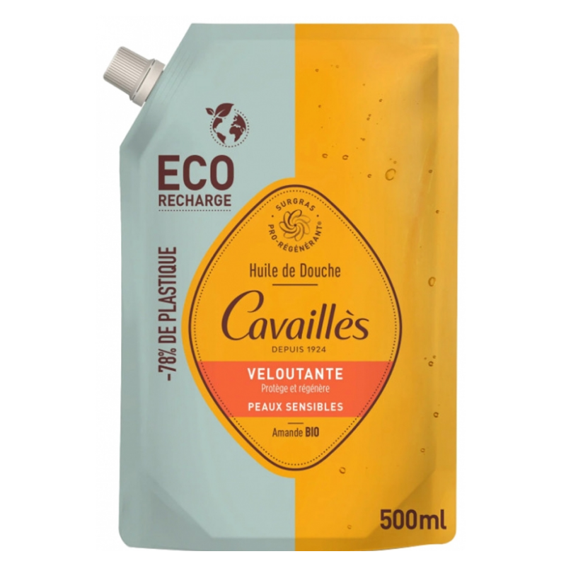 Eco Refill - Velvet Shower Oil - Organic Almond - Rogé Cavaillès - 500 ml