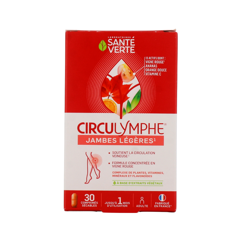 Santé Verte Circulymphe - Box of 30 tablets - Improved Formula - Water Retention + Oedema + Heavy Legs
