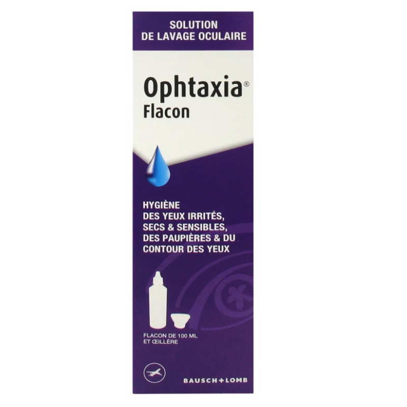 Ophtaxia - Eye Wash Solution - 100 ml bottle and eyepiece