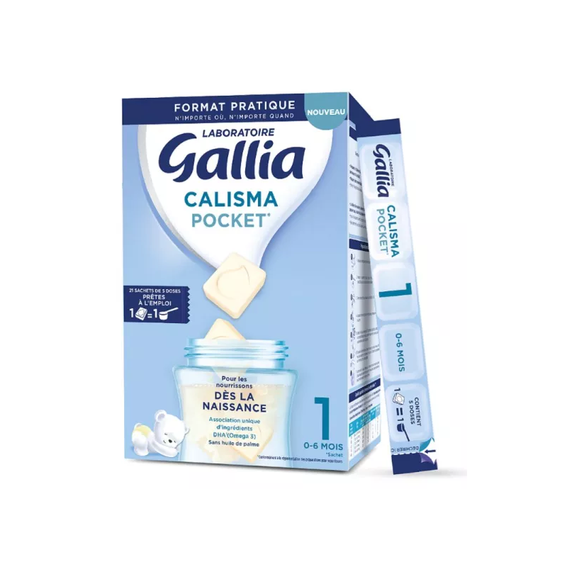 Lait Calisma Pocket - 1er Age - 0 à 6 Mois - Gallia - 21 Sachets de 5 doses  - Gallia