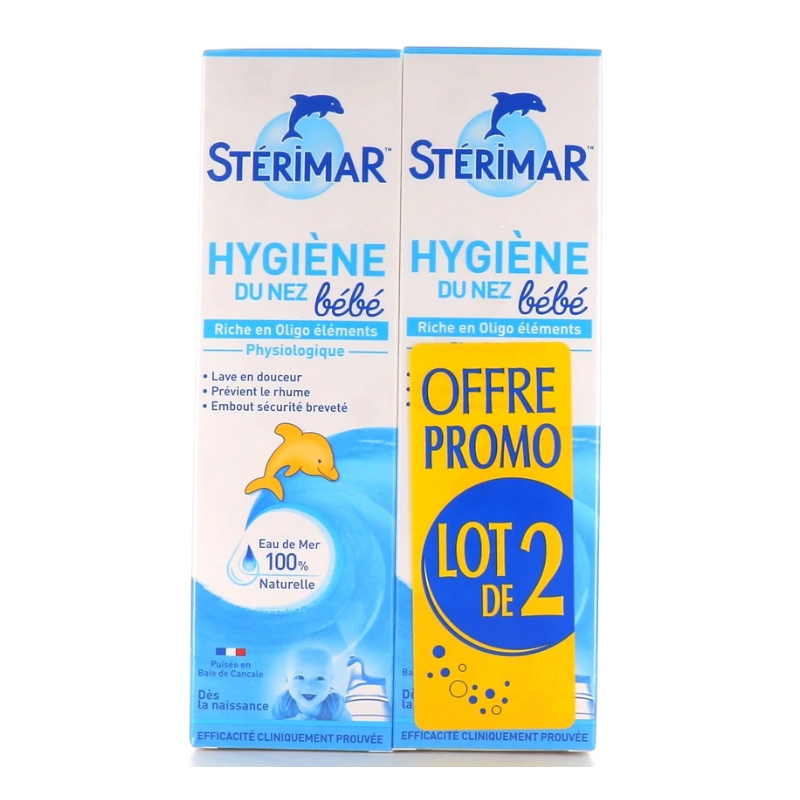 Baby Nasal Spray - Nose Hygiene - Sea Water - Stérimar - 2x100 ml