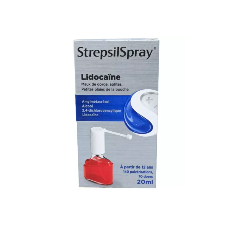 StrepsilSpray – Mouthwash for Sore Throat with Lidocaine – 20ml Bottle