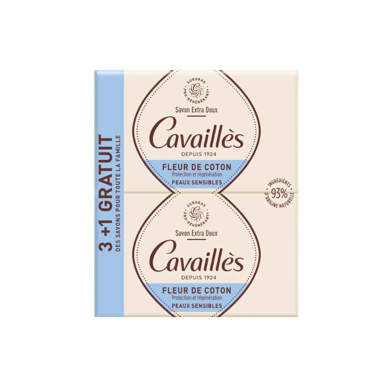 Savon Surgras Extra-Doux - Fleur De Coton - Rogé Cavaillès - 4x250 G