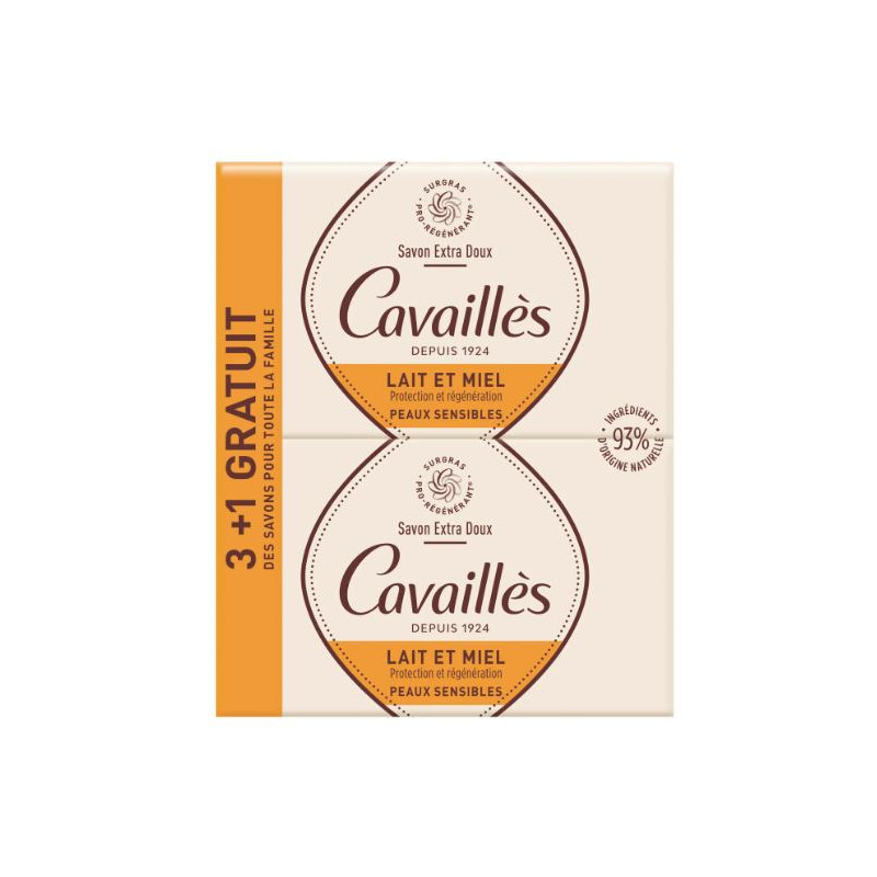 Extra-Gentle Surgras Soap - Honey Milk - Rogé Cavaillès - 4x250 G