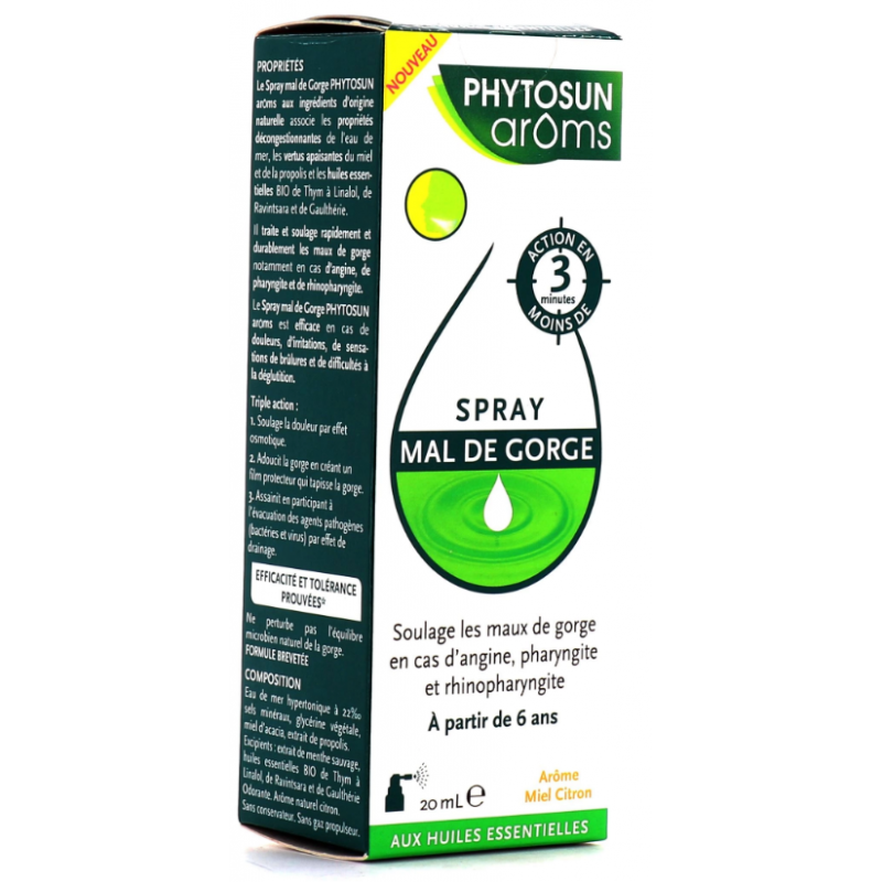 Sore Throat Spray - Honey Lemon - Phytosun Arôms - 20 ml