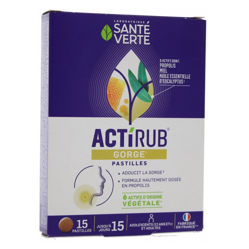 Actirub Throat - Softens the throat - Green Health - 15 Pastilles