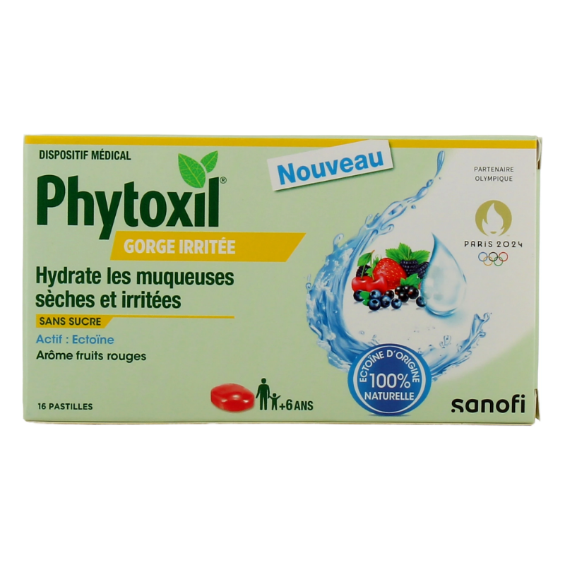 Pastilles Gorge Irritée - Hydrate les muqueuses sèches & Irritées - Phytoxil - 16 pastilles