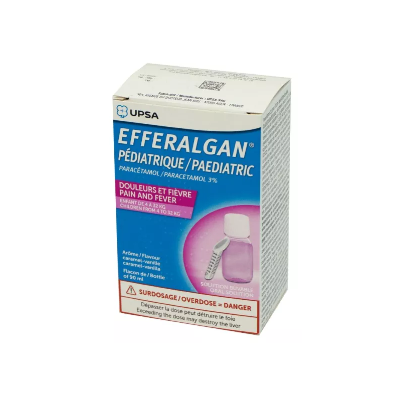Efferalgan Pédiatrique - Solution buvable - Paracétamol - Caramel- Vanille 90 ml