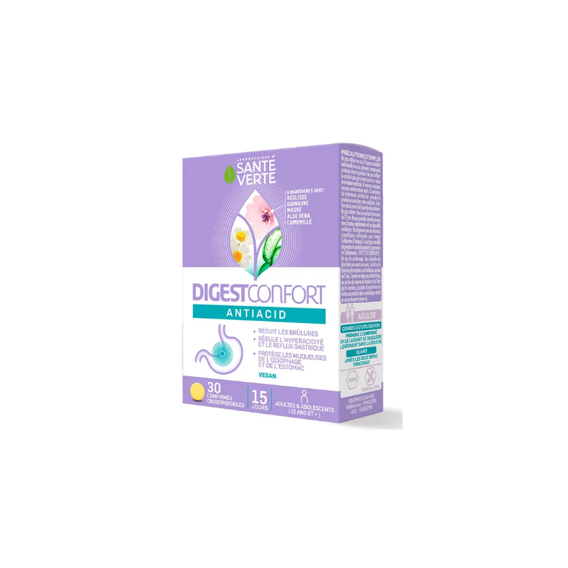 DigestConfort Antacid - Burns, Acidity - Santé Verte - 30 Orodispersible tablets