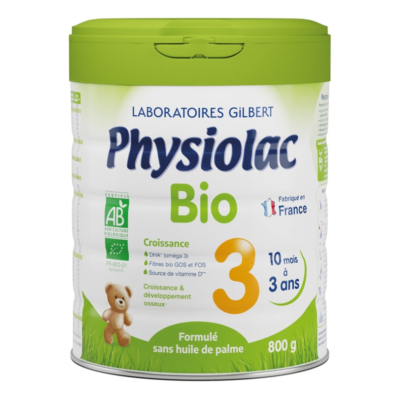 Physiolac Bio 3 - 10 mois à 3 ans - Gilbert - 800g