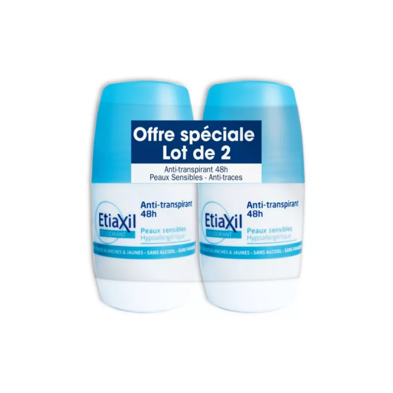 Roll-on Deodorant - Anti-Perspirant - Sensitive Skin Anti-Trauma - Etiaxil - 2 x 50 ml