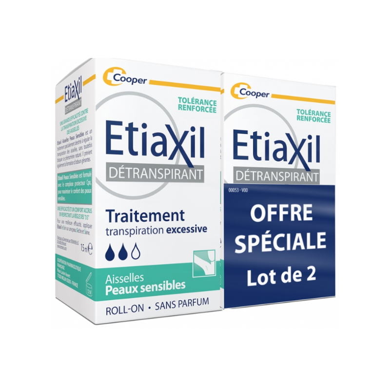 Traitement Transpiration Excessive - Détranspirant - Etiaxil - 2x15 ml