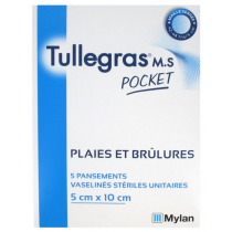 Tullegras M.S Pocket - Plaies et Brûlures - 5cmx10 cm - 5 Pansements