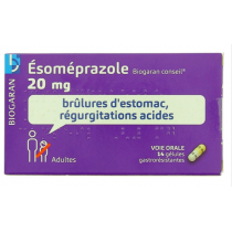Esomeprazole 20 mg - Brulures d'estomac - Régurgitations Acides - Biogaran Conseil - 7 gélules