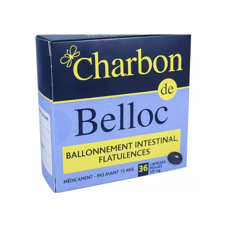 Charbon De Belloc - Activated Carbon 125 mg - 36 Capsules