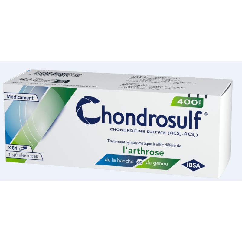 Chondrosulf 400mg - Symptomatic Treatment of Arthritis - IBSA - 84 Capsules
