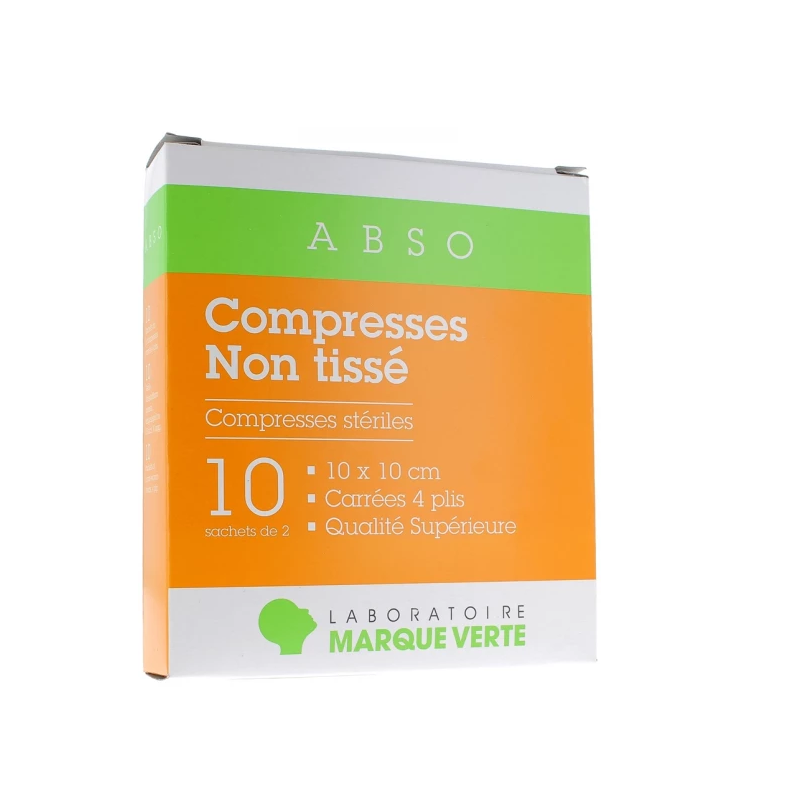 Non woven compresses - 10 x 10 cm - 50 sachets of 2 - Green Mark