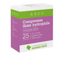 Hydrophilic Gauze Compresses - 10 x 10 cm - 25 sachets of 2 - Green Mark