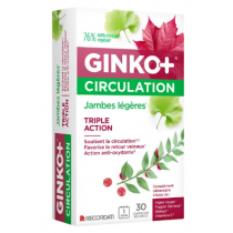 Ginko+ - Jambes Légères - Circulation Sanguine - 30 comprimés