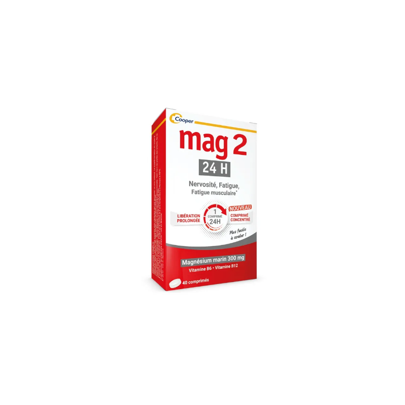 Mag 2 Magnésium 24H - Fatigue - Nervosité - Cooper - 40 comprimés