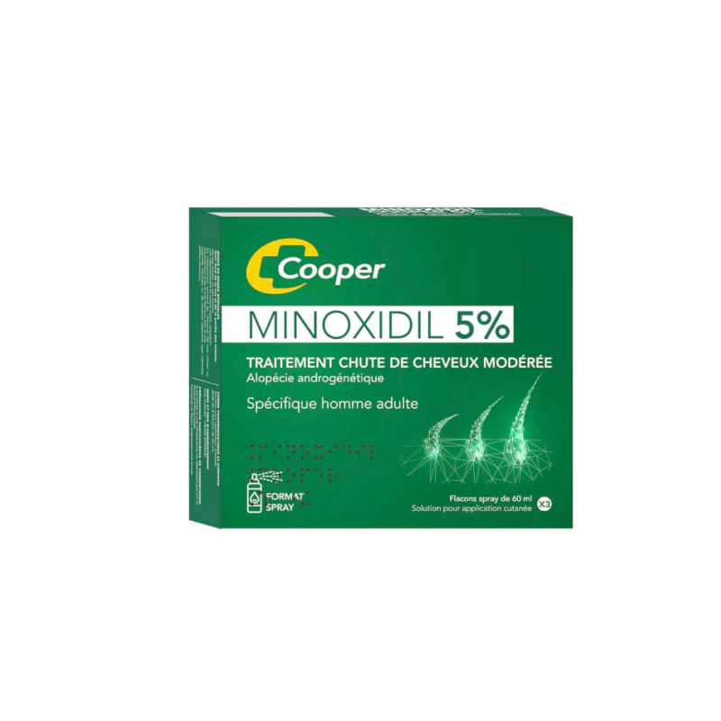 Minoxidil 5% - Moderate Hair Loss Treatment - Cooper - 3 Bottles 60 ml