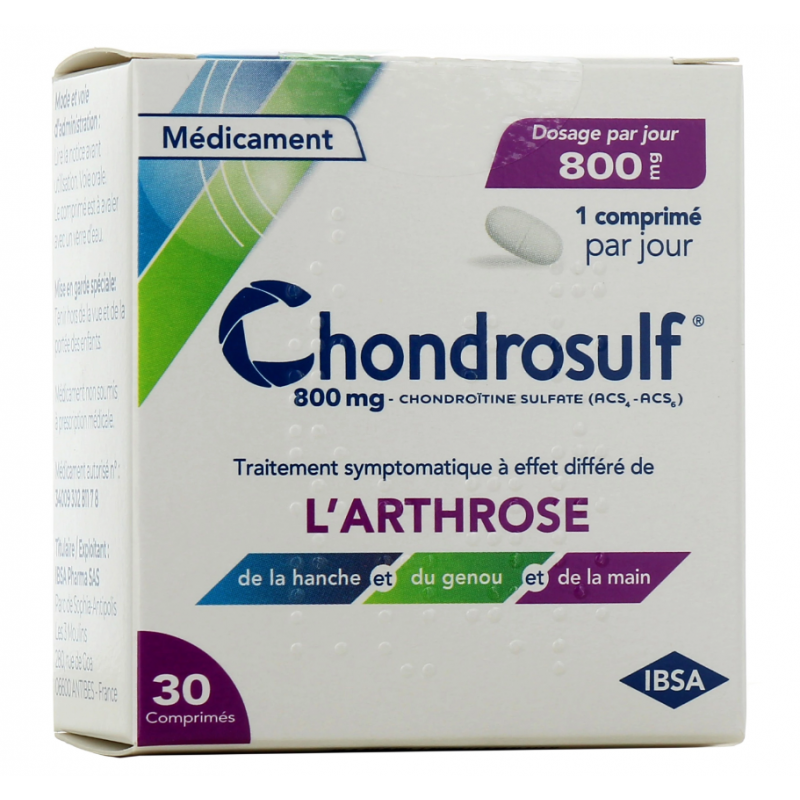 Chondrosulf 800 mg - Traitement Symptomatique de l'Arthrose - 30 Comprimés