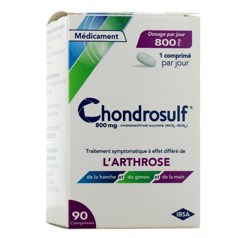 Chondrosulf 800 mg - Traitement Symptomatique de l'Arthrose - 90 Comprimés