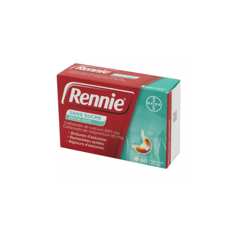 Rennie – Chewable Tablets for Heartburn (Sugar-Free, Spearmint Flavour) – Pack of 60