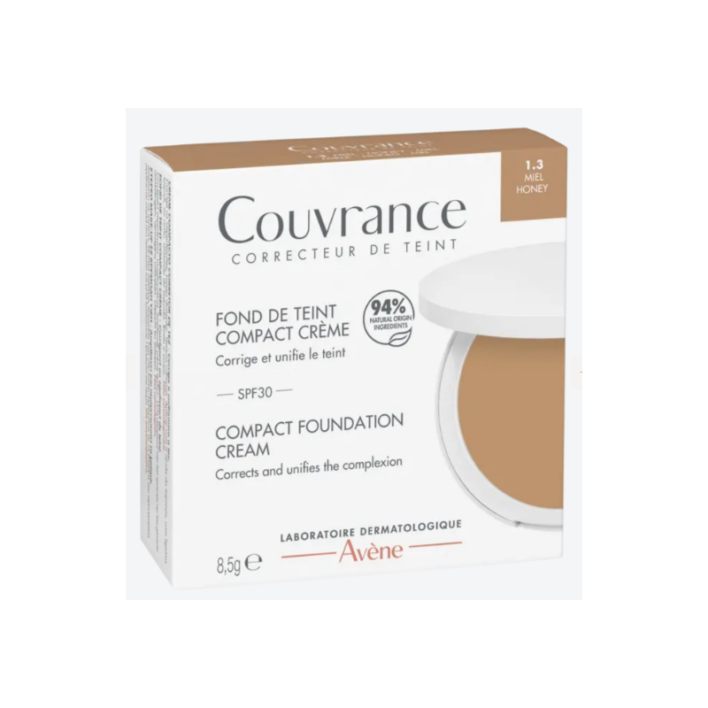 Fond de Teint - Compact Crème - Miel - SPF 30 - Couvrance - Avène - 8,5g