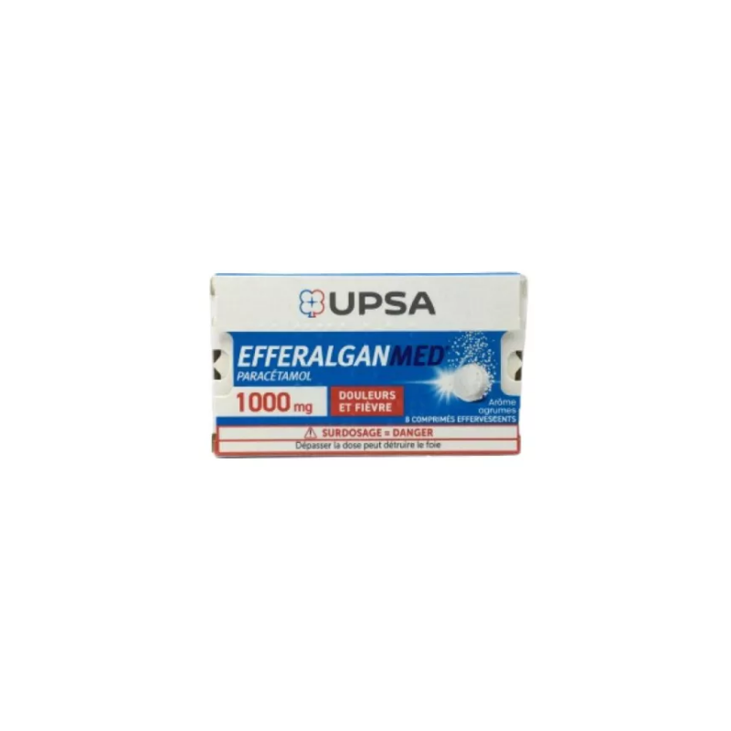 EfferalganMed 1g - Effervescent - Pain and Fever - Box of 8