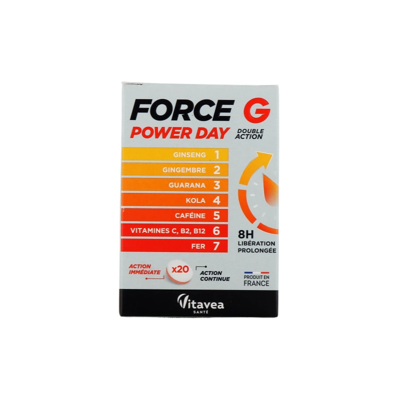 Force G - Power Day - Double Action - Vitavéa - 20 Comprimés