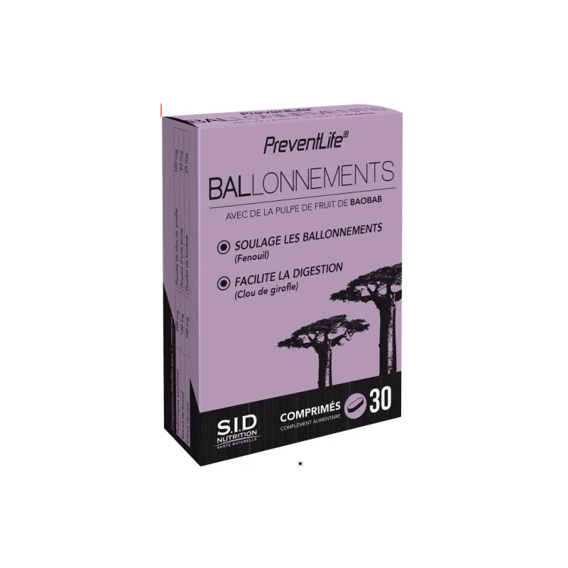 Complexe Ballonnements - Digestion - S.I.D Nutrition - 30 Comprimés