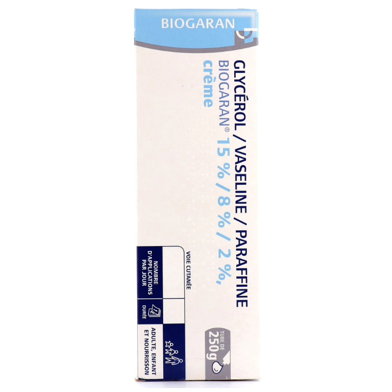 Glycérol Vaseline Paraffine - 15% / 8% / 2% - Sécheresse Cutanée - Biogaran - 250g