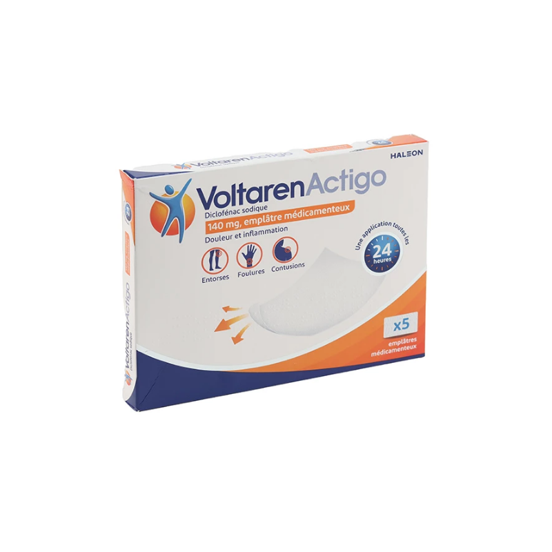 Emplâtre Médicamenteux 140 mg - Douleur et Inflammation - VoltarenActigo - 5 Emplâtres