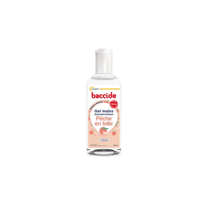 Gel Main hydroalcoolique -  Sans Rinçage - Baccide Parfum Pêche - Cooper -  100ml