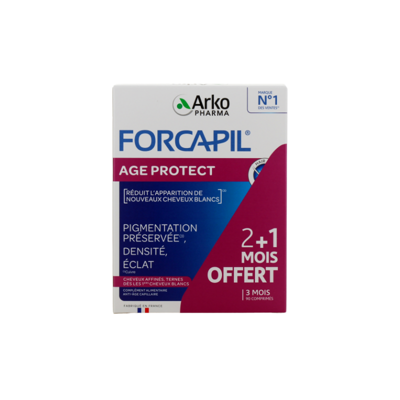 Forcapil - Age Protect - Cheveux Affinés, Ternes - ArkoPharma - 90 comprimés