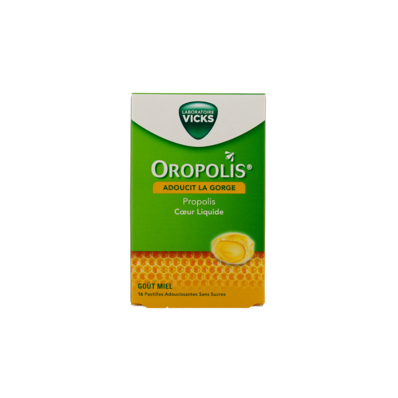 Oropolis Coeur Liquide - Adoucit la gorge - Propolis - 16 pastilles sans sucres