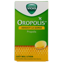 Oropolis - Extrait de propolis - Goût Miel Citron - 20 pastilles adoucissantes à sucer