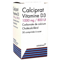 Calciprat Vitamin D3 - 1000/800 IU - Calcium - 30 chewable tablets