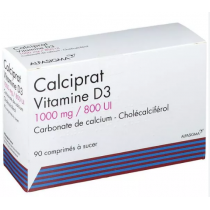 Calciprat Vitamin D3 - 1000/800 IU - Calcium - 90 chewable tablets