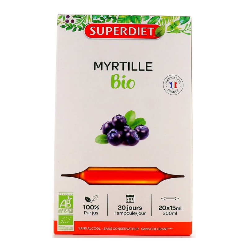 Jus de Myrtille - Superdiet - 20 ampoules