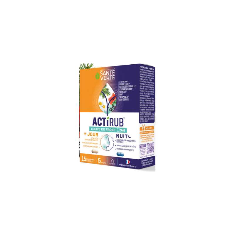 Actirub - Coups de Froids 24h - Day & Night - Santé Verte - 15 tablets