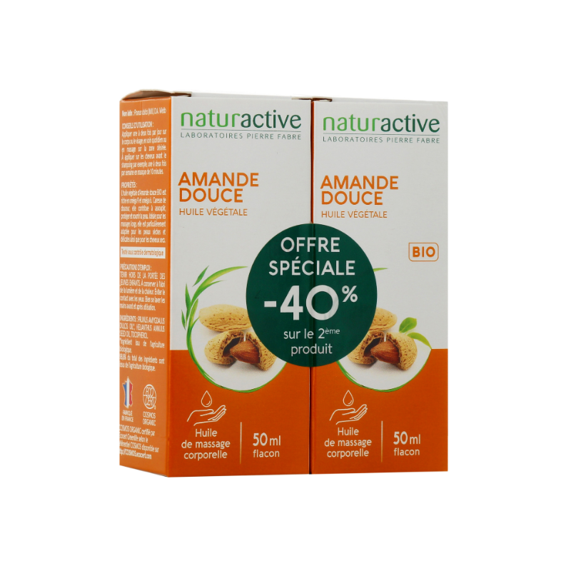 Huile Végétale Amande Douce Bio - Naturactive - Offre 2 X 50 ml