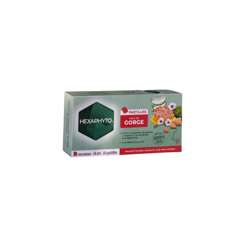 Sore Throat Lozenges - Pain, Burning, Sensitivity - Hexaphyto - 20 Lozenges